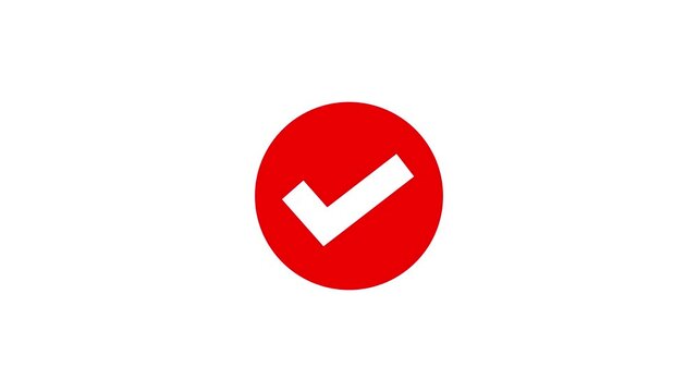 Animated reveal of a white checkmark icon in a green circle. Isolated on a white background. Check mark symbol. approved tick mark icon, Check mark icon animation, right mark icon. check box.