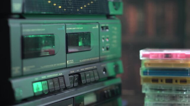 Starting Audio Recording on Cassette Tape, Inserting and Pressing Record Button