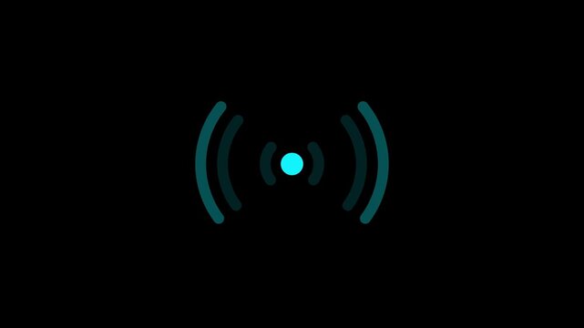 Abstract neon radio waves signal. Radio wave signal, radar concept. Radio waves seamless animation. Animated wifi internet network icon