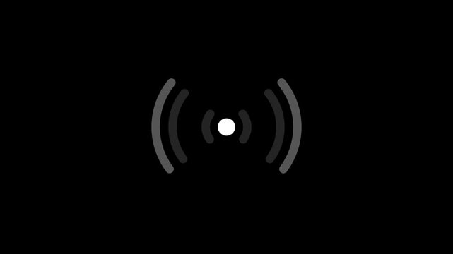 Abstract neon radio waves signal. Radio wave signal, radar concept. Radio waves seamless animation. Animated wifi internet network icon