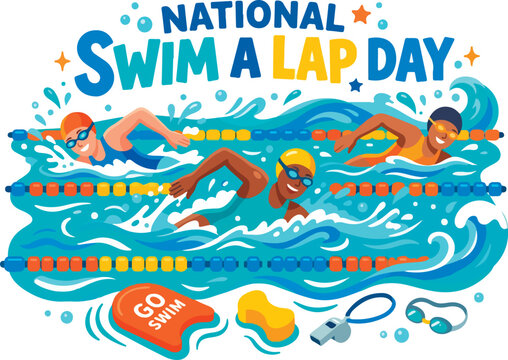 People swimming laps in pool.