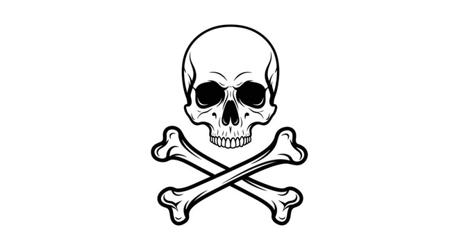 Skull and crossbones symbol on white background