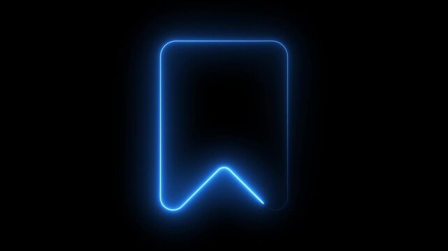 Glowing neon line bookmark saves icon animation, representing saved pages, reading list, favorites, quick access. 4k videos