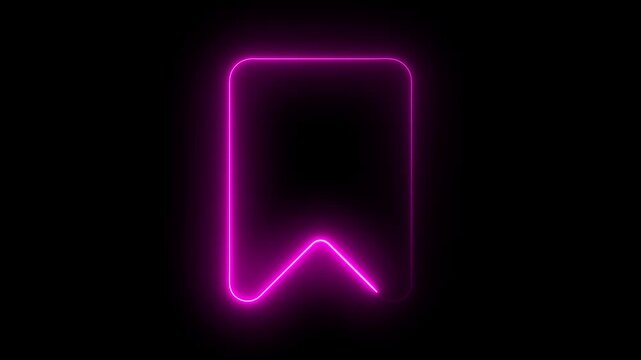 Glowing neon line bookmark saves icon animation, representing saved pages, reading list, favorites, quick access. 4k videos