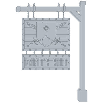 Warrior guild sign in grayscale tones