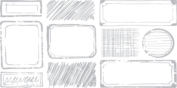 Set of hand drawn vector frames for blueprint design, house architecture sketch, and vintage interior construction project template paper pattern texture