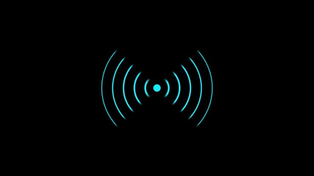 Radio waves waves background. network tower produced radio wave concept. Radio Waves in Circle Form, Radio wave signal animated background. Technology radio waves signal icon animation. 4k animation