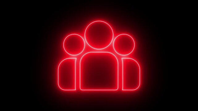 Neon User profile icon. Group people man icon animation. Staff corporate office group people man icon animation by neon sign, round avatar pictogram neon profile icon.