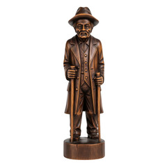 Obraz premium Wooden toy figure of man wearing hat and holding cane