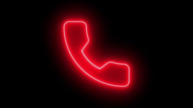 Neon line Incoming call icon animation, call concept on smart mobile phone screen, call icon animation. Smart phone call ring icon animation
