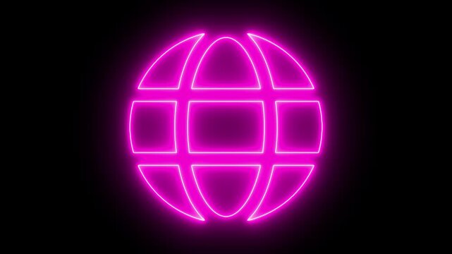 Glowing neon World Wide Web icon, www globe internet neon Go to web Internet flat symbol icon Web Click planet Earth, Glowing neon Internet browser icon 