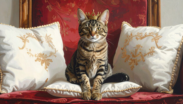 Cat sitting with crown