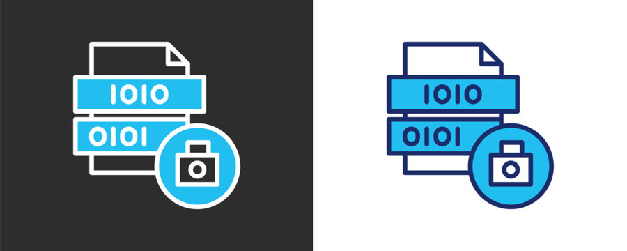 Encrypted Data Icon Set, Colored Outline Vector Illustration