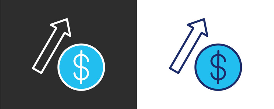 Operating Leverage Icon Set, Colored Outline Vector Illustration