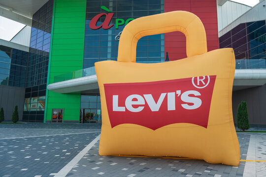 Almaty, Kazakhstan - May 02, 2026: Inflatable advertising for the Levi's clothing brand