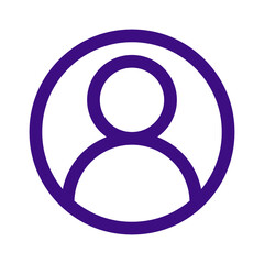 Purple user profile icon simple line art design isolated on transparent background © Md
