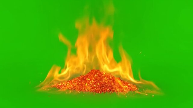 Fiery Powder Burning Green Screen