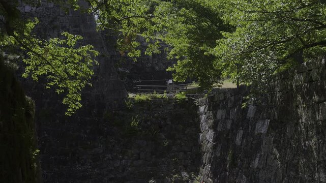 Stone Walls at Okaguchi Masugata Gate Site, Wakayama Castle, Wakayama City, Japan「和歌山城の石垣・岡口桝形(ますがた)の城門跡」和歌山県和歌山市