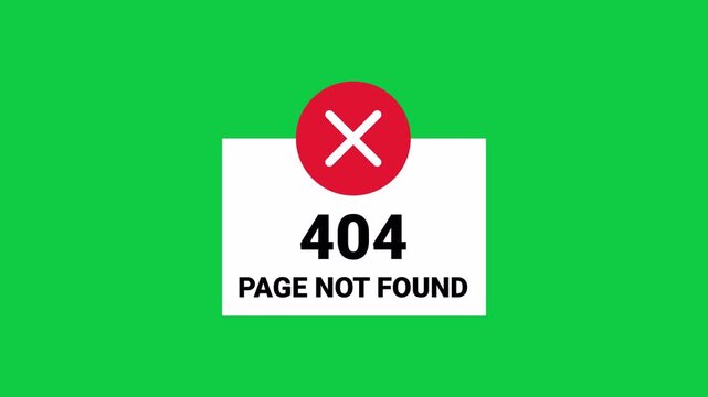 error code 404 page not found on landscape green screen animation with alpha channel