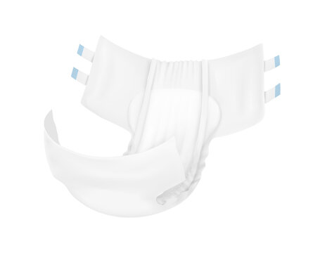 Detailed diaper for adults mockup. Vector illustration isolated on white background. Perfect for showing the diaper, its main parts and benefits. Scalable without lose quality. EPS10.