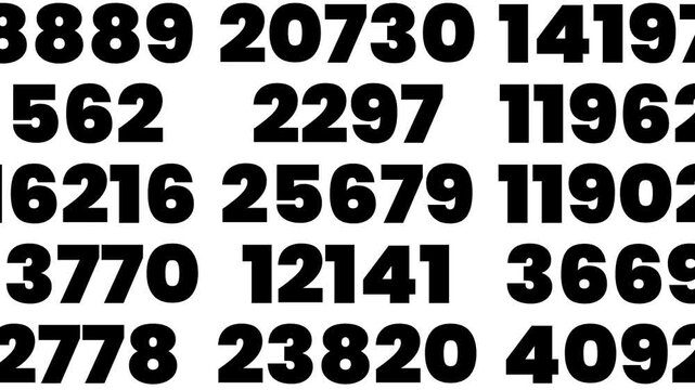 Dynamic scrolling sequence of black numeric digits on white