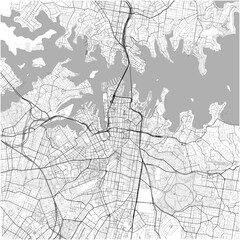Fototapeta premium Sydney City Street Map Poster Print JPG Technical Stark Black White Grey Wall Art