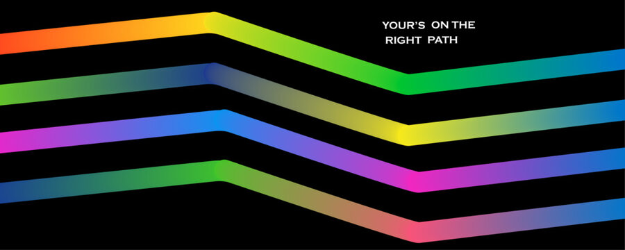 Abstract colorful gradient lines forming a zigzag path