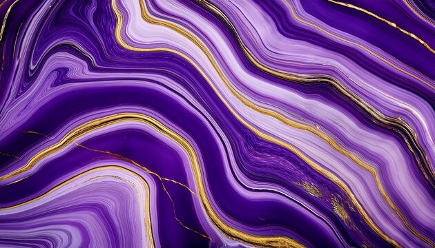 Abstract Purple Agate Texture With Golden Veins