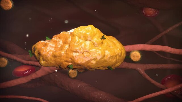 Drugs are targeted and delivered into activated foam cells within atherosclerotic plaques. 3D animation of precision therapy for lipid-laden macrophages.