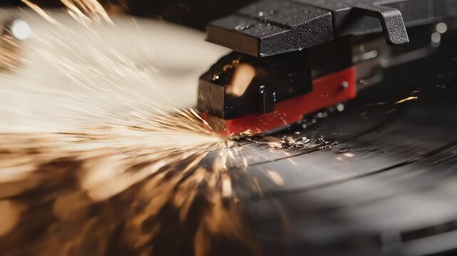 Vinyl record stylus with sparks emphasizing futuristic concepts and connectivity