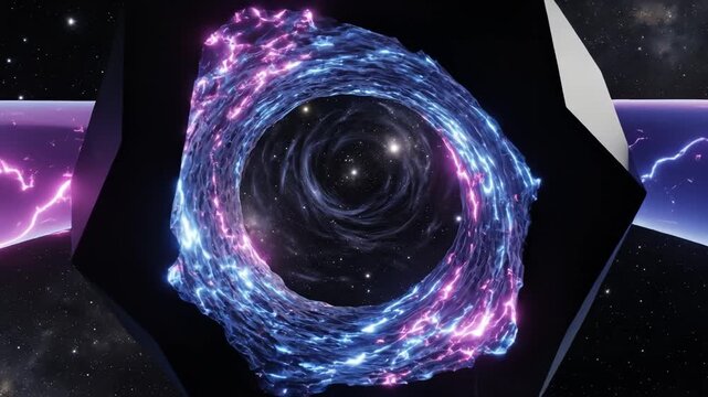 Cosmic torus with geometric shape ideal for eco-friendly campaigns and travel vlogs