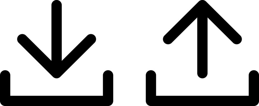 ダウンロードとアップロードのシンプルな線画アイコン