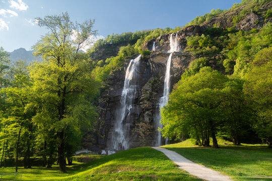 Cascate dell'Acquafraggia waterfalls in province of Sondrio, Valchiavenna, Lombardy, Italy
