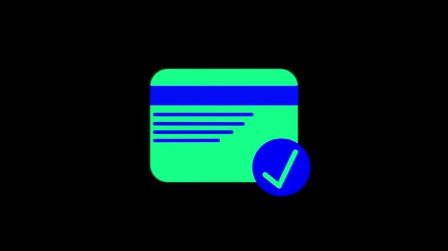 Green and blue abstract document icon on black. Digital document symbol for computer file storage system. Digital document animation for paperless office management.