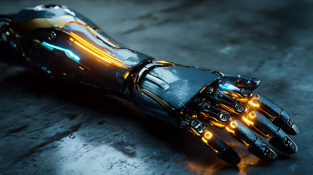 The robotic arm is a complex structure made of carbon fiber and titanium
