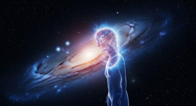 Abstract person and galaxy