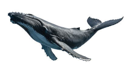 Majestic humpback whale swimming, isolated on transparent background © pixogram