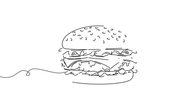 Animation of line drawing of burger.