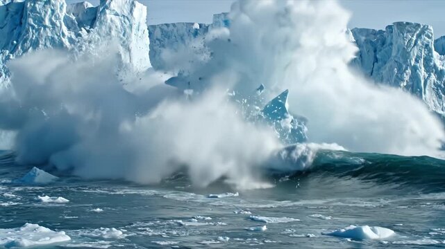Iceberg in ocean with floating ice perfect for wellness retreats and nature documentaries