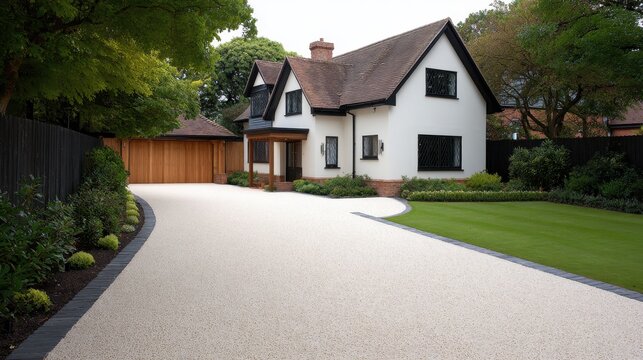 Stunning photo of resin driveway upgrade completed for a stand alone home.