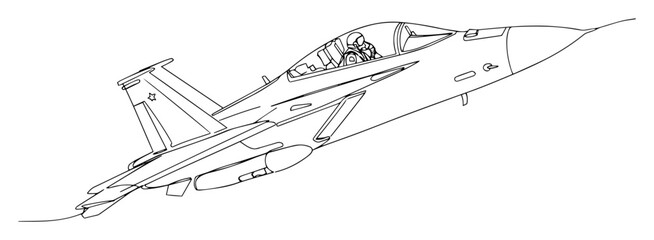 Obraz premium modern fighter jet aircraft outline illustration