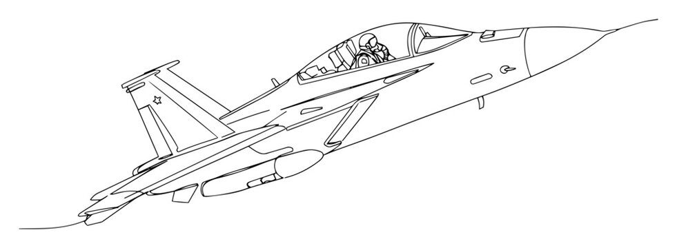 modern fighter jet aircraft outline illustration