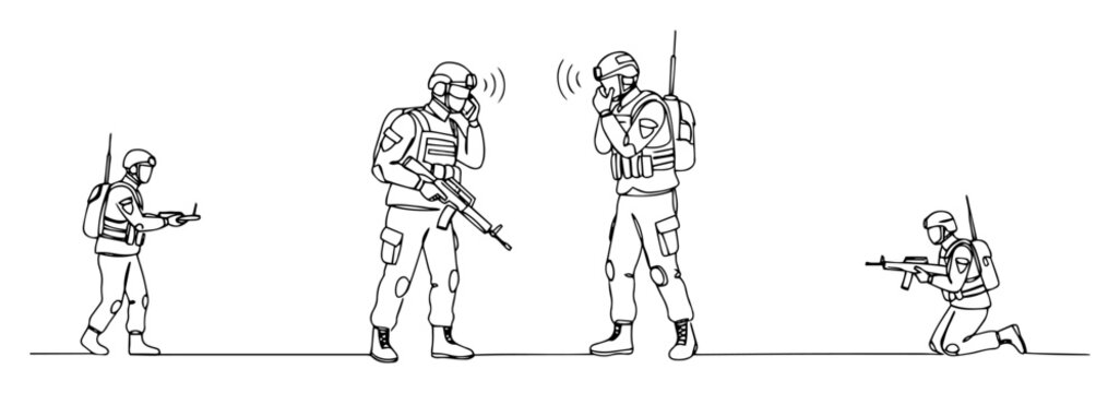 soldiers using communication devices in field