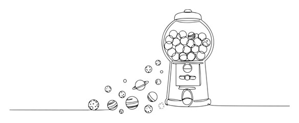 planets falling from gumball machine creative concept © Wieslaw