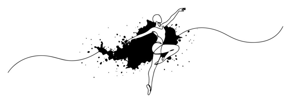 dancer silhouette in dynamic splash line style