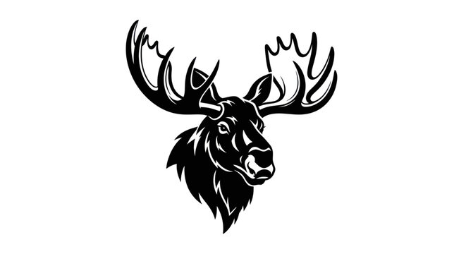Majestic Moose Head Silhouette, Bold Graphic, Wildlife Icon, Forest Animal