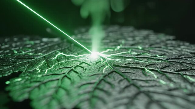 Green laser on textured surface highlighting vibrant colors and contemporary design
