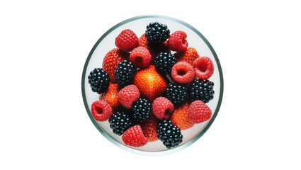Fresh mixed berries including strawberries raspberries and blackberries, isolated on transparent background © pixogram