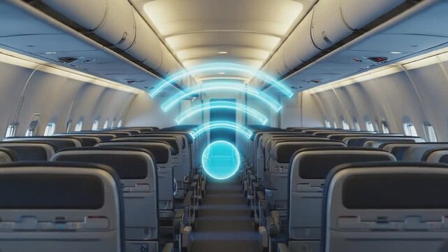 Wi-Fi hologram on an airplane.