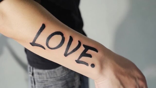 Tattoo with the word "love".